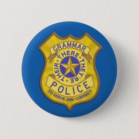 Grammar Police Badge Ronde Button 5,7 Cm (Voorkant)