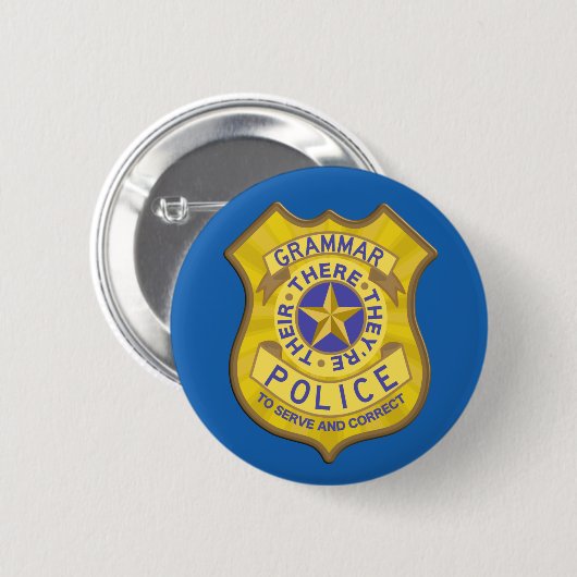 Grammar Police Badge Ronde Button 5,7 Cm (Voorkant /achterkant)