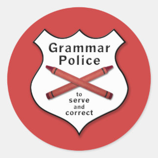 Grammar Police Badge Ronde Sticker