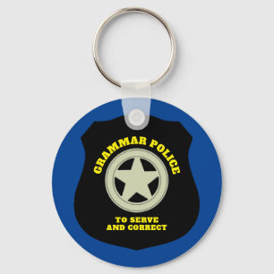 Grammar Police Badge Sleutelhanger