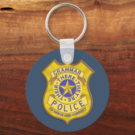 Grammar Police Badge Sleutelhanger (Voorkant)