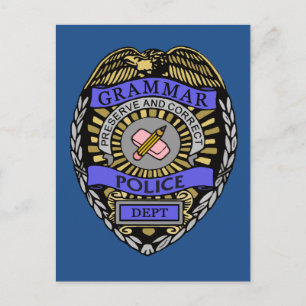 Grammar Police Dept Badge Pencil Eraser Briefkaart