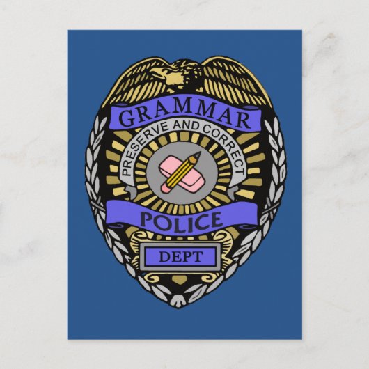 Grammar Police Dept Badge Pencil Eraser Briefkaart (Voorkant)