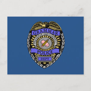 Grammar Police Dept Badge Pencil Eraser Briefkaart