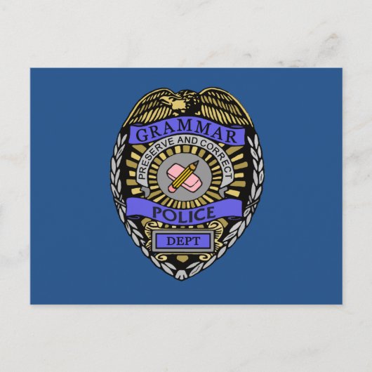 Grammar Police Dept Badge Pencil Eraser Briefkaart (Voorkant)