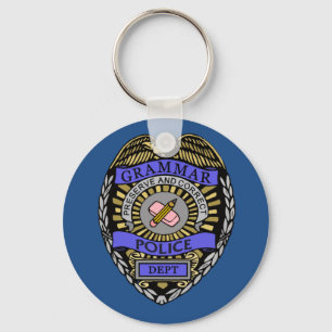 Grammar Police Dept Badge Pencil Eraser Sleutelhanger