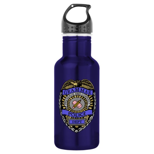 Grammar Police Dept Badge Pencil Eraser Waterfles (Voorkant)