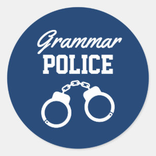 Grammar Politie grappige schoolsticker Ronde Sticker
