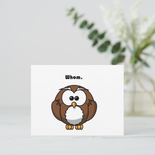 Grammar Uil Wie Grappig Schrijver Joke Cartoon Briefkaart (Staand voorkant)