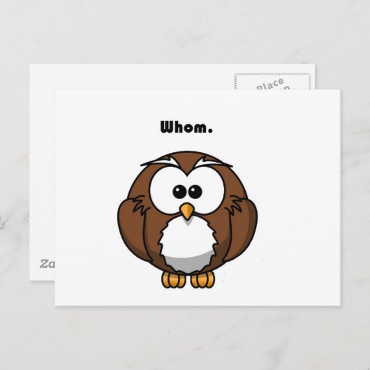 Grammar Uil Wie Grappig Schrijver Joke Cartoon Briefkaart (Voorkant / Achterkant)