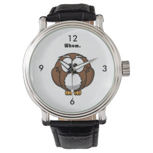 Grammar Uil Wie Grappig Schrijver Joke Cartoon Horloge