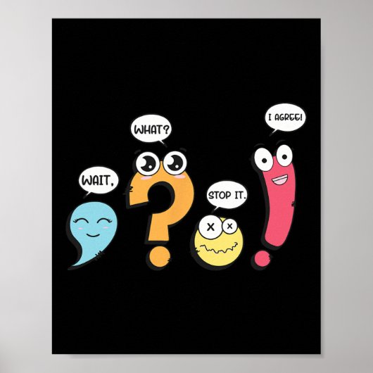 Grammatica Interpunctie Wacht Wat Stop Ermee Ik Be Poster (Voorkant)