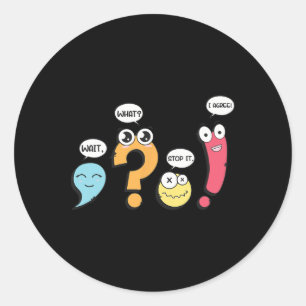 Grammatica Interpunctie Wacht Wat Stop Ermee Ik Be Ronde Sticker
