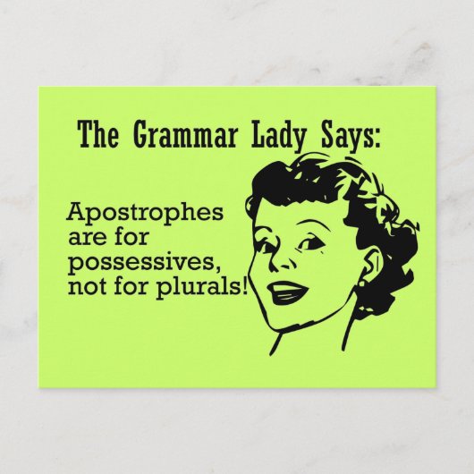 Grammatica Lady Apostrophes Briefkaarten (Voorkant)