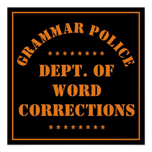 Grammatica Politie Humor Perfect Poster (Voorkant)