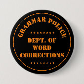 Grammatica Politie Humor Ronde Button 7,6 Cm (Voorkant)