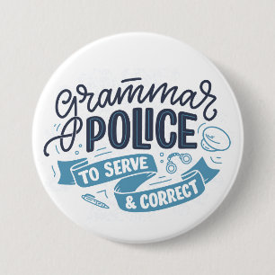 Grammatica Politie Knop Ronde Button 7,6 Cm