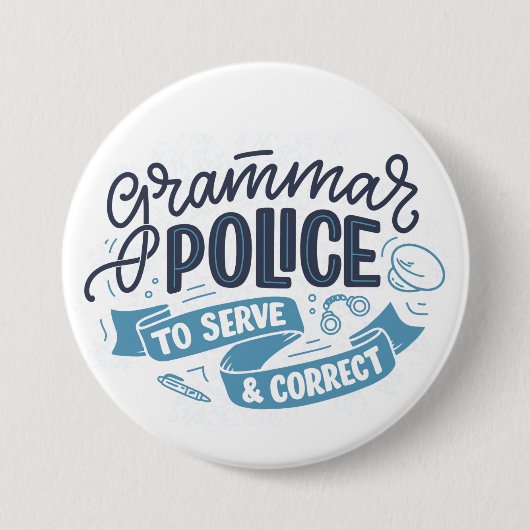 Grammatica Politie Knop Ronde Button 7,6 Cm (Voorkant)