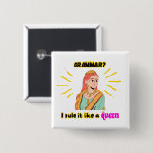 Grammatica Queen Button (Voorkant /achterkant)