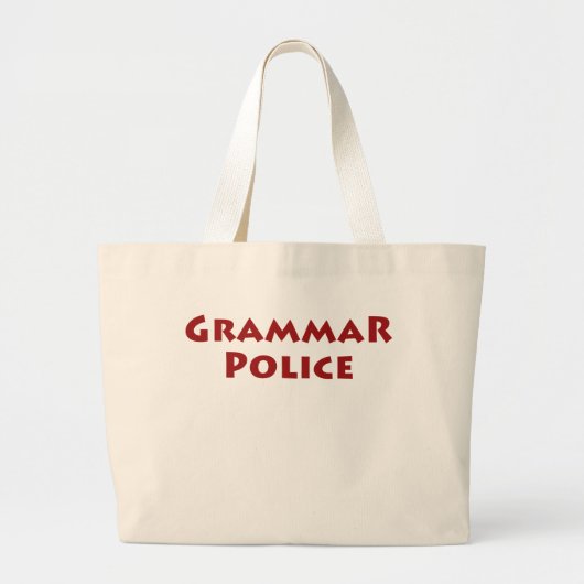 Grammatipolitie Grote Tote Bag (Voorkant)