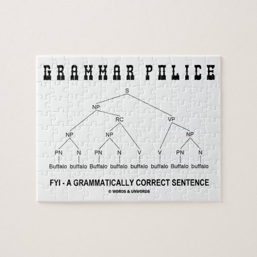 Grammatische politie (Buffalo 8 keer correcte zin) Legpuzzel (Horizontaal)