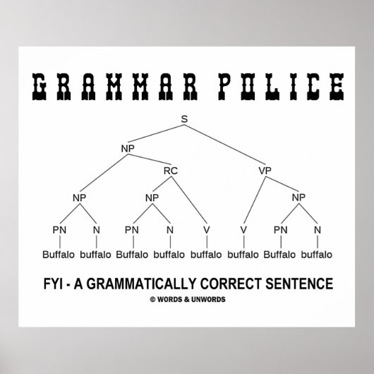 Grammatische politie (Buffalo 8 keer correcte zin) Poster (Voorkant)