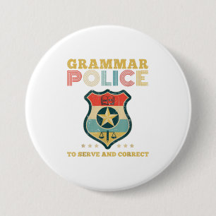 Grammatische politie om geld te dienen en te corri ronde button 7,6 cm