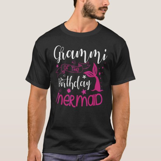 Grammi van de Birthday Mermaid Party Bday Celebrat T-shirt (Voorkant)