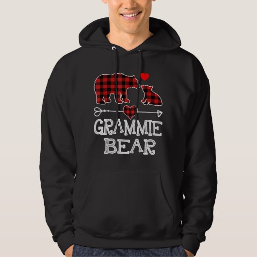 Grammie Beer Kerstmis Pajama Red Pset Buffalo Fa Hoodie (Voorkant)
