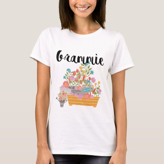 Grammie Bloemen Tuin Ontwerp T-shirt (Voorkant)