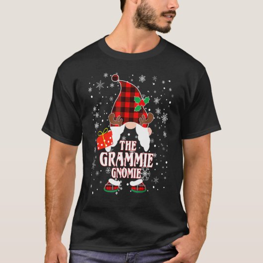 Grammie Gnome Buffalo Plaid Matching Family Christ T-shirt (Voorkant)