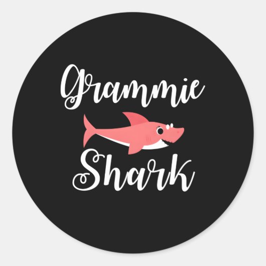 Grammie haai voor oma ronde sticker (Voorkant)