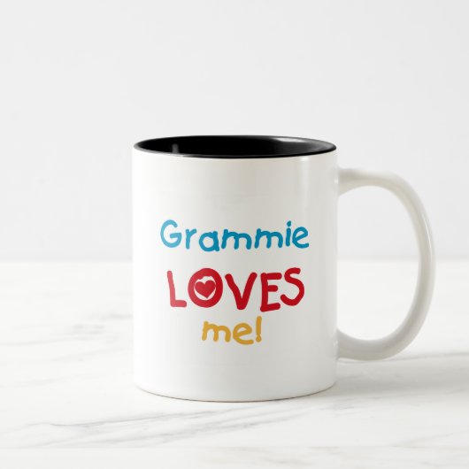 Grammie Loves Me T-shirts en geschenken Tweekleurige Koffiemok (Rechts)