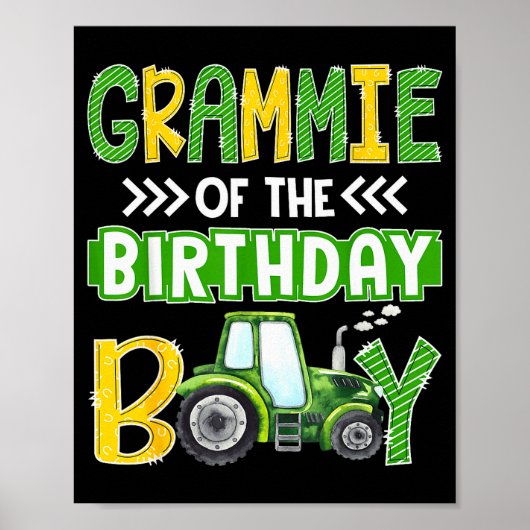 Grammie Of The Birthday Boy Tractors Farm Trucks F Poster (Voorkant)