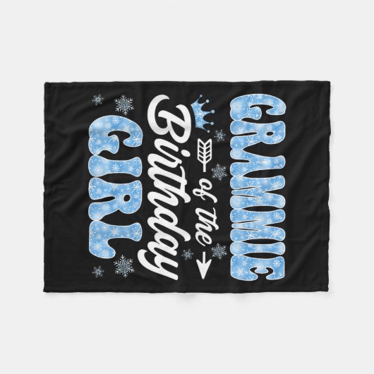Grammie Of The Birthday Girl Snowflakes Winter Chr Fleece Deken (Voorkant (Horizontaal))