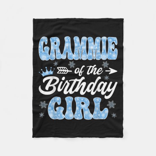 Grammie Of The Birthday Girl Snowflakes Winter Chr Fleece Deken (Voorkant)