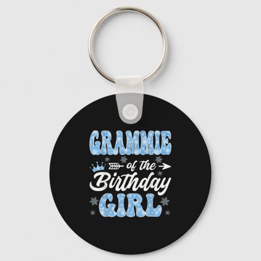 Grammie Of The Birthday Girl Snowflakes Winter Chr Sleutelhanger (Voorkant)