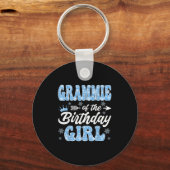 Grammie Of The Birthday Girl Snowflakes Winter Chr Sleutelhanger (Voorkant)