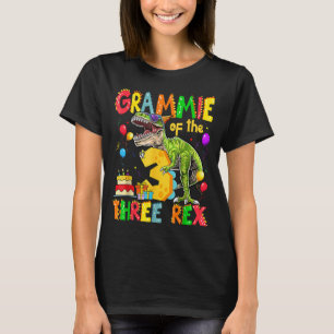 Grammie van de Drie Rex 3e Verjaardag Jongen Dinos T-shirt
