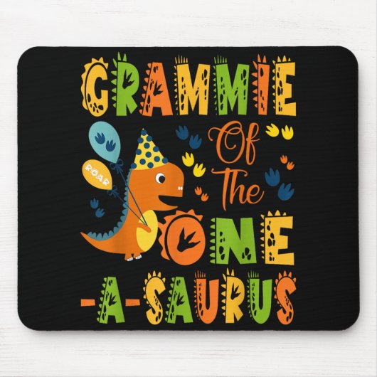 Grammie van de One-a-saurus 1st Birthday Dinosaur Muismat (Voorkant)