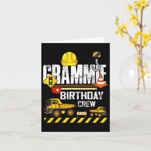 Grammie Verjaardag Crew Bouw Graafmachine Party Kaart (Gele Bloem)