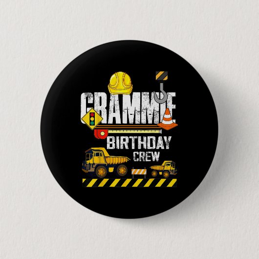 Grammie Verjaardag Crew Bouw Graafmachine Party Ronde Button 5,7 Cm (Voorkant)