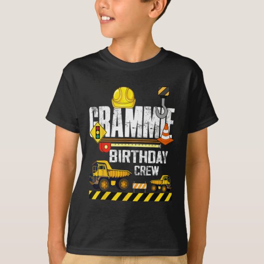 Grammie Verjaardag Crew Bouw Graafmachine Party T-shirt (Voorkant)