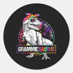Grammiesaurus Dinosaur Grammie Saurus Bijpassende  Ronde Sticker
