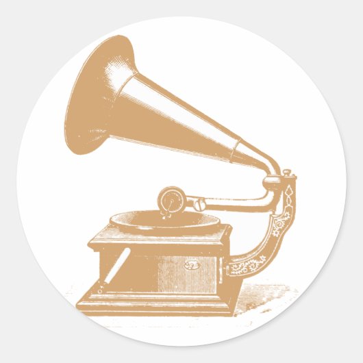 grammofoon aanpasbaar ontwerp ronde sticker (Voorkant)