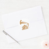 grammofoon aanpasbaar ontwerp ronde sticker (Envelop)
