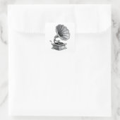 Grammofoon Vierkante Sticker (Tas)