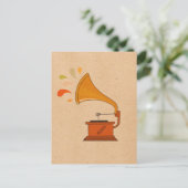  grammofoonplaat met muziekas briefkaart (Staand voorkant)