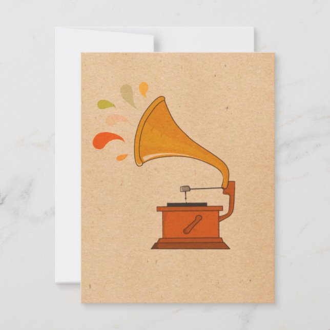  grammofoonplaat met muziekspatten op bruin (Voorkant)