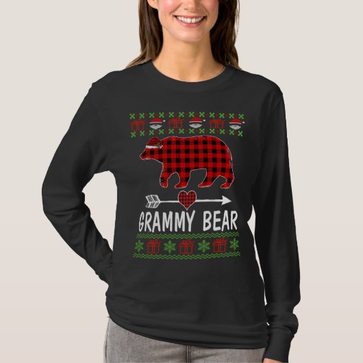 Grammy Beer Santa Red-speldenfamilie pyjama's voor T-shirt (Voorkant)